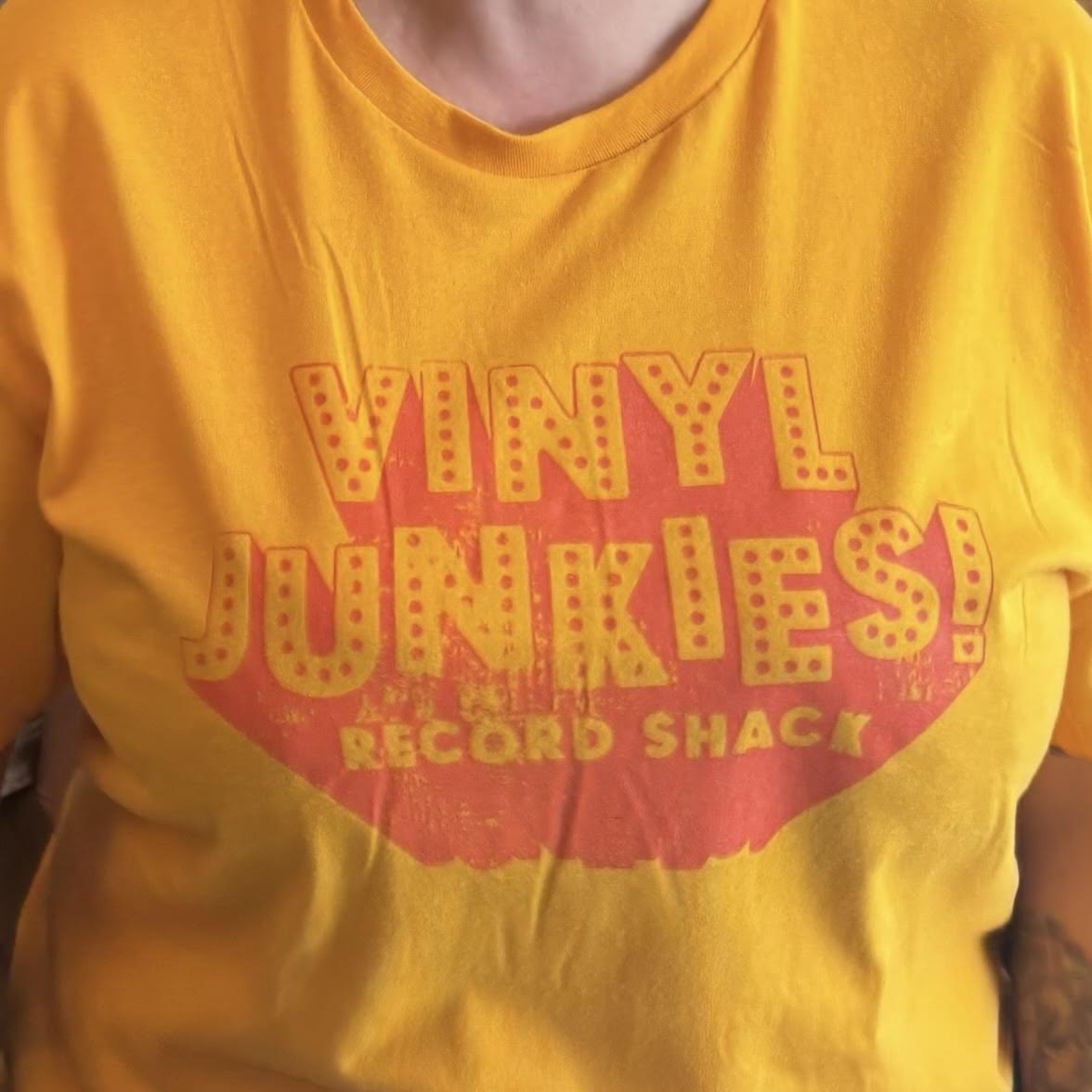 Vinyl Junkies Yellow Logo T-Shirt MEDIUM (Limited Edition)