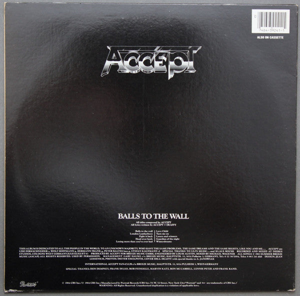 Accept : Balls To The Wall (LP, Album)