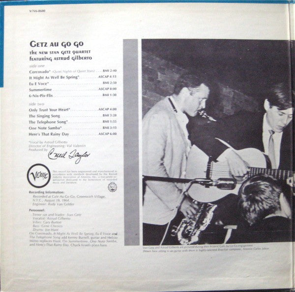 The New Stan Getz Quartet Featuring Astrud Gilberto : Getz Au Go Go (LP, Album, Mono)