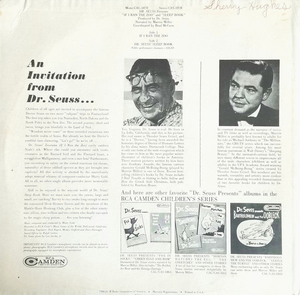 Dr. Seuss : Dr. Seuss Presents...If I Ran The Zoo / Dr. Seuss's Sleep Book (LP, Album, RE, Ind)
