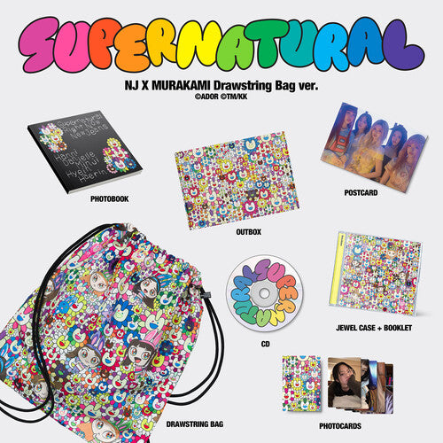 Newjeans - NewJeans 'Supernatural' NJ X MURAKAMI (Drawstring Bag ver.) CD (Photo Book, Photo / Photo Card, Postcard, Booklet)