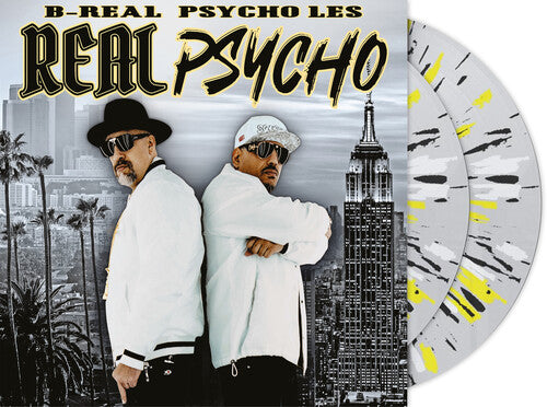 B-Real & Psycho Les - Real Psycho 2LP (Deluxe Limited Edition, Clear with Black, Yellow, & White Splatter Vinyl, Gatefold Cover)
