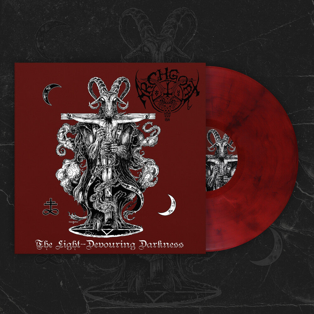 the album cover for Archgoat - Light-Devouring Darkness - Opaque Red Smoke Vinyl