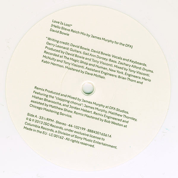 David Bowie : Love Is Lost (Hello Steve Reich Mix By James Murphy For The DFA) (12", Ltd, Whi)