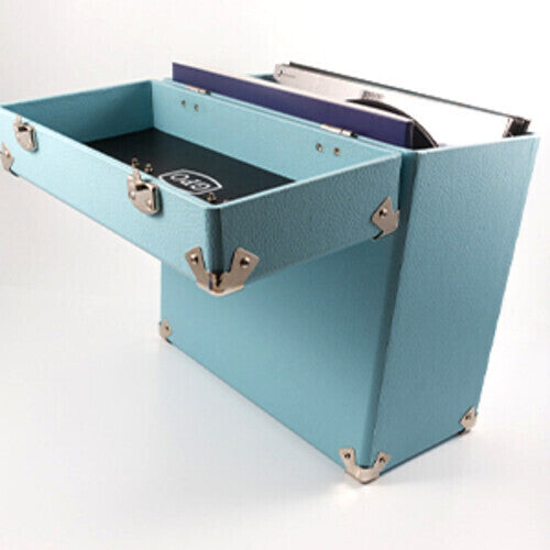 GPO Retro SWB18BLU 12" Vinyl Record Case 35 Count Capacity with Removable Lid - Blue