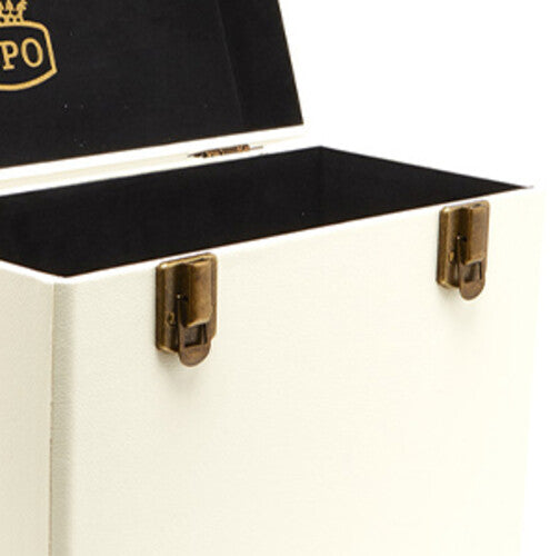 GPO Retro SWB18CT 12" Vinyl Record Case 35 Cnt Capacity Removable Lid - Cream / Tan