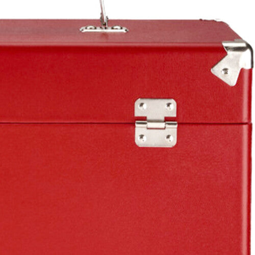 GPO Retro SWB18RED 12" Vinyl Record Case 35 Count Capacity with Removable Lid - Red