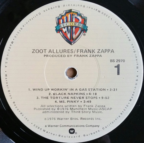Frank Zappa : Zoot Allures (LP, Album, RE, Jac)