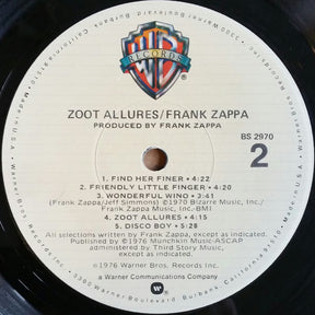 Frank Zappa : Zoot Allures (LP, Album, RE, Jac)
