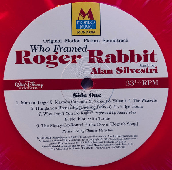 Alan Silvestri : Who Framed Roger Rabbit (Original Motion Picture Soundtrack) (LP, Album, RE, Pin)