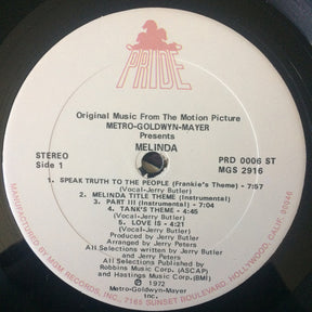 Jerry Butler And Jerry Peters : Melinda (Original Music From The Motion Picture) (LP, Album)