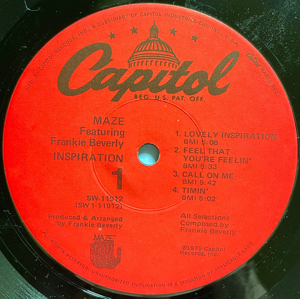 Maze Featuring Frankie Beverly : Inspiration (LP, Album, Jac)