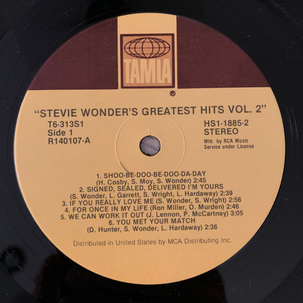 Stevie Wonder : Greatest Hits Vol. 2 (LP, Album, Comp, Club, RCA)