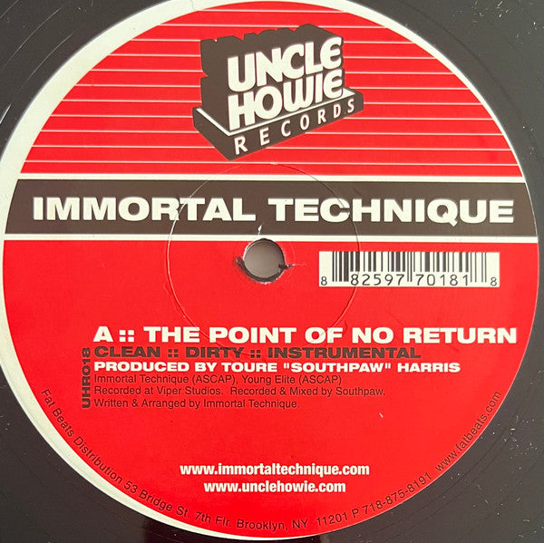 Immortal Technique : The Point Of No Return / Internally Bleeding / Caught In A Hustle (12")