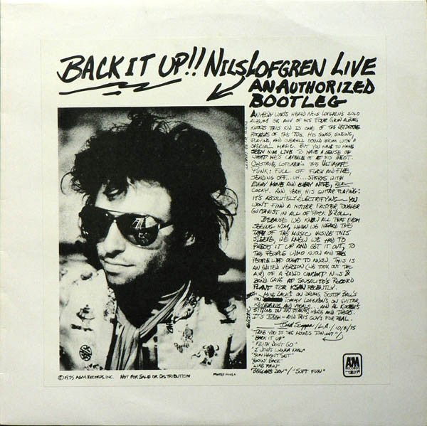 Nils Lofgren : Back It Up!! Nils Lofgren Live. An Authorized Bootleg (LP, Album)