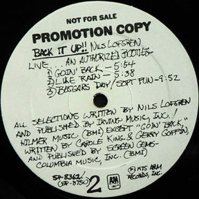 Nils Lofgren : Back It Up!! Nils Lofgren Live. An Authorized Bootleg (LP, Album)