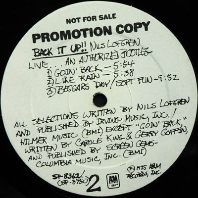 Nils Lofgren : Back It Up!! Nils Lofgren Live. An Authorized Bootleg (LP, Album)