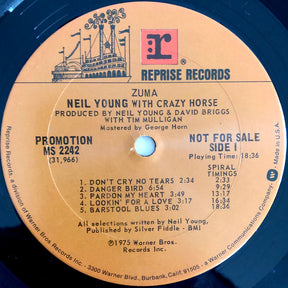 Neil Young With Crazy Horse : Zuma (LP, Album, Promo)