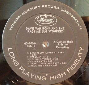Dave Van Ronk With The Ragtime Jug Stompers : Ragtime Jug Stompers (LP, Mono, Bla)