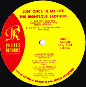 The Righteous Brothers : Just Once In My Life (LP, Album)