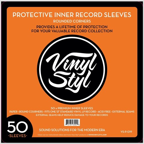 Vinyl Styl® 12 Inch Inner Record Sleeves - Round Corner - 50 Count (White)