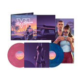 the album cover for Grand Theft Auto VI - Grand Theft Auto VI: The Album [Indie Exclusive Marble Pink &amp; Blue + Poster]