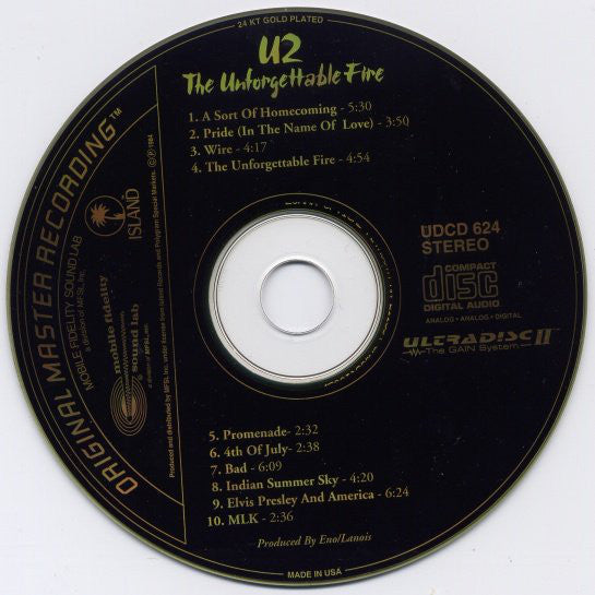 U2 : The Unforgettable Fire (CD, Album, Ltd, RE, RM, 24K)