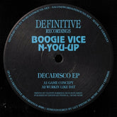 the album cover for Boogie Vice / N-You-Up - Decadisco