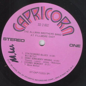 The Allman Brothers Band : The Allman Brothers Band At Fillmore East (2xLP, Album, SP )