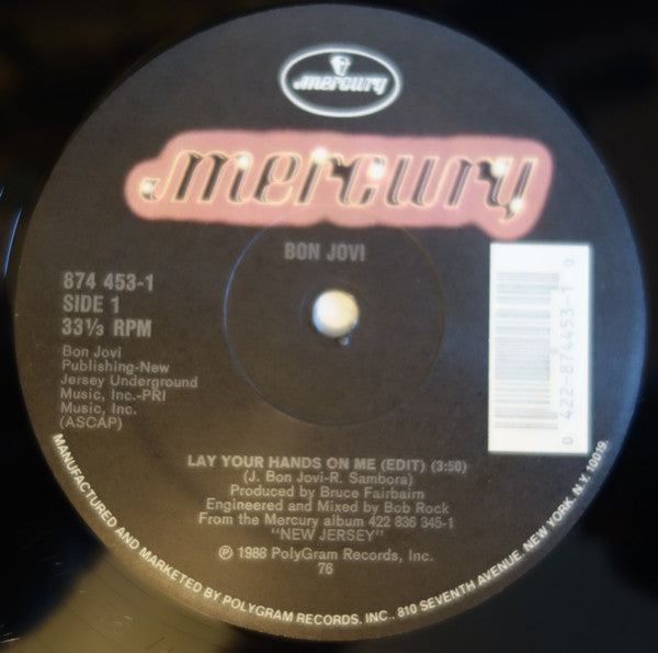 Bon Jovi : Lay Your Hands On Me (12", Maxi, Ltd, DMM)