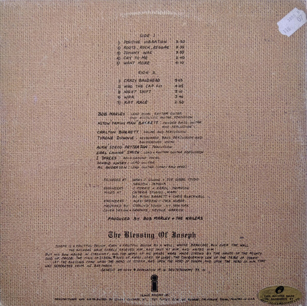 Bob Marley & The Wailers : Rastaman Vibration (LP, Album, Gat)