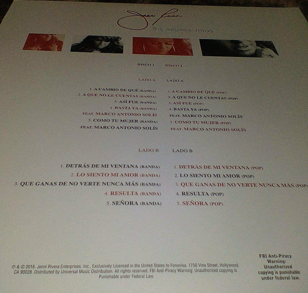 Jenni Rivera : Sus Mejores Joyas  (LP, Comp)
