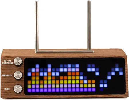 Petru Smart Audio Visualizer and Record Stand - Natural Wood w/ Black & Silver Knobs