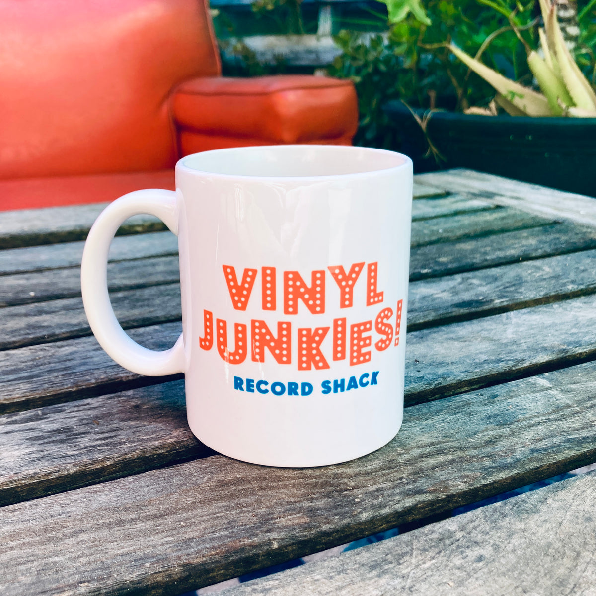 Vinyl Junkies Coffee Mug - White With Logo