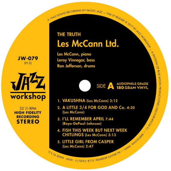 Les McCann Ltd. - Less McCann Ltd. Plays The Truth LP (180g, Audiophile, Remastered, Jazz Workshop)