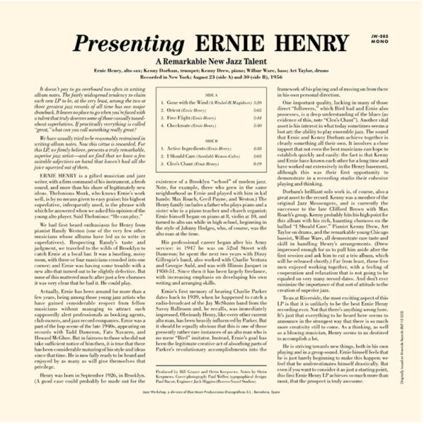 Ernie Henry - Presenting LP (Limited Edition, 180g, Remastered, Mono, Jazz Workshop)