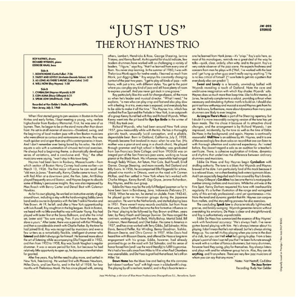 The Roy Haynes Trio - Just Us LP (Limited Edition, 180g, Stereo, Jazz Workshop)