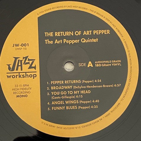 Art Pepper - The Return Of LP (Mono, Remastered, Limited Edition, 180g, Jazz Workshop)