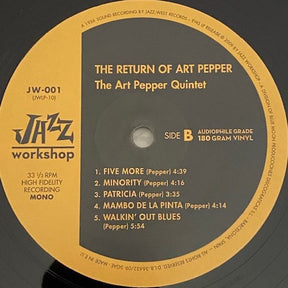 Art Pepper - The Return Of LP (Mono, Remastered, Limited Edition, 180g, Jazz Workshop)