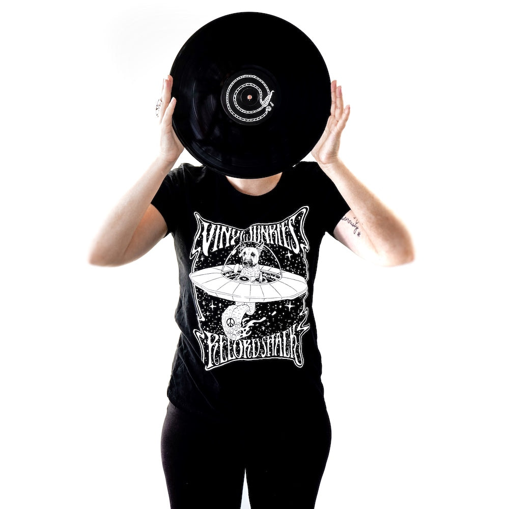 Vinyl Junkies Womens Black Buddy In Space T-shirt - Small