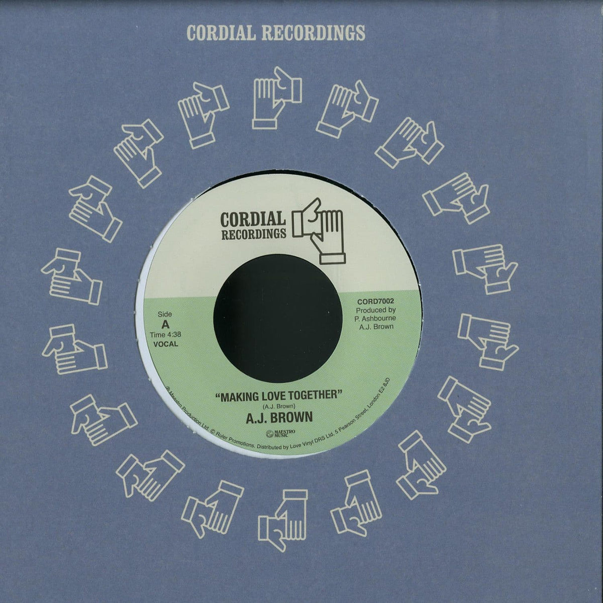 A.J. Brown - Making Love Together 7" (UK Pressing, Cordial Recordings)