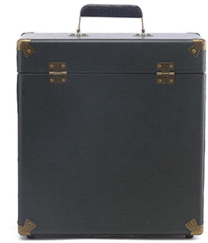 GPO Retro SWB18GB 12 " Vinyl Record Case 35 Count Capacity Removable Lid - Rustic Green with Black Interior