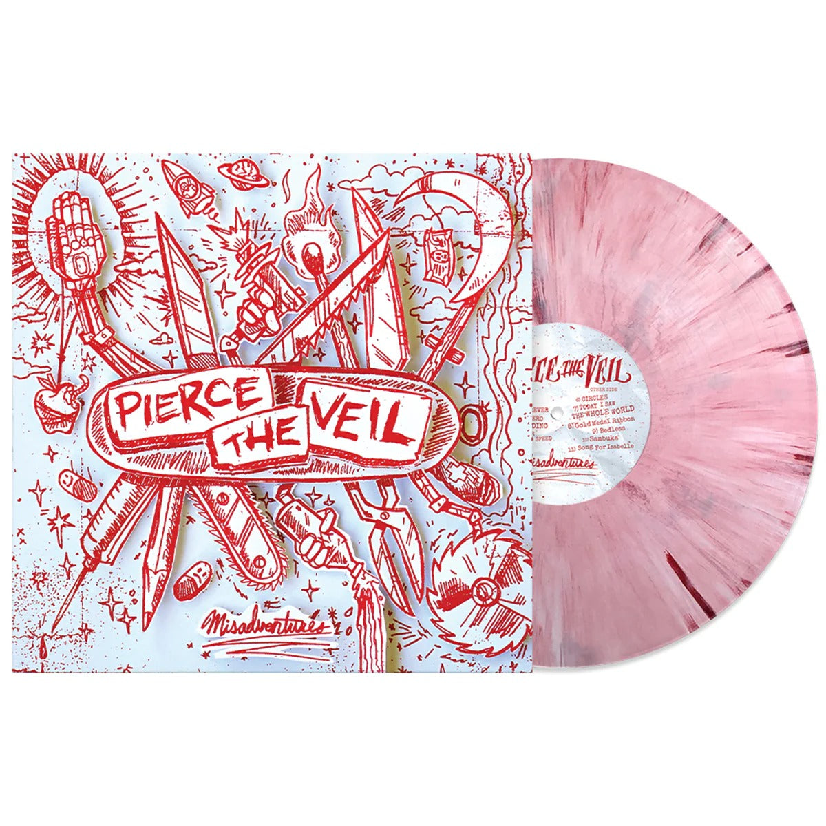 Pierce The Veil - Misadventures LP (Pink w/ Red Splatter Vinyl, Limited to 500, LIMIT 1 PER CUSTOMER)