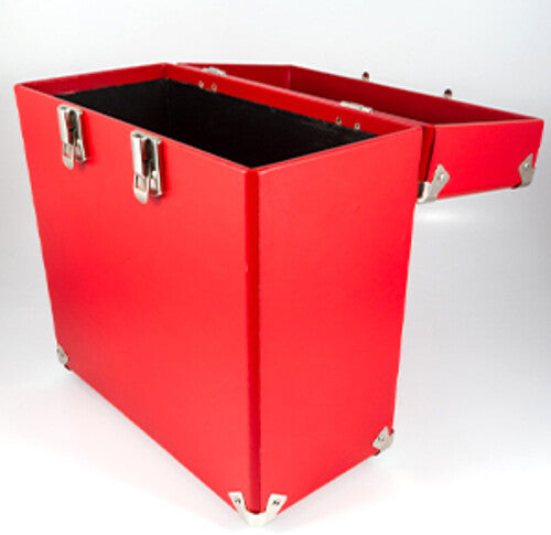 GPO Retro SWB18RED 12" Vinyl Record Case 35 Count Capacity with Removable Lid - Red